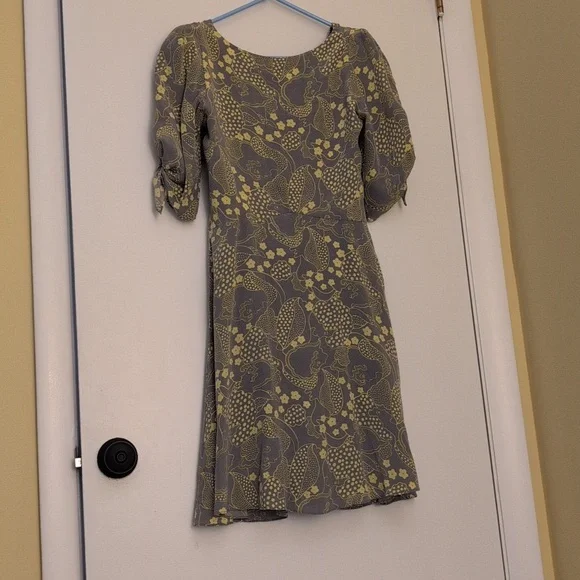 Anthropologie Yoana Baraschi Binoux Doux Silk Tie Sleeve Vintage Pinup Dress S - Picture 5 of 6